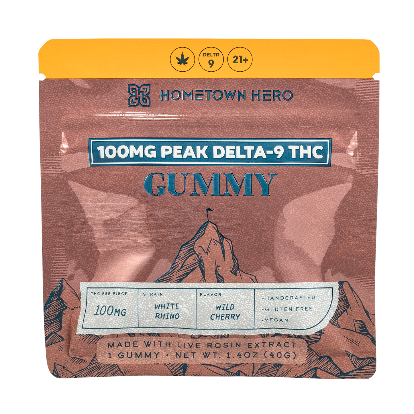 Hometown Hero | Delta-9 Peak 100mg Gummy : White Rhino - Indica